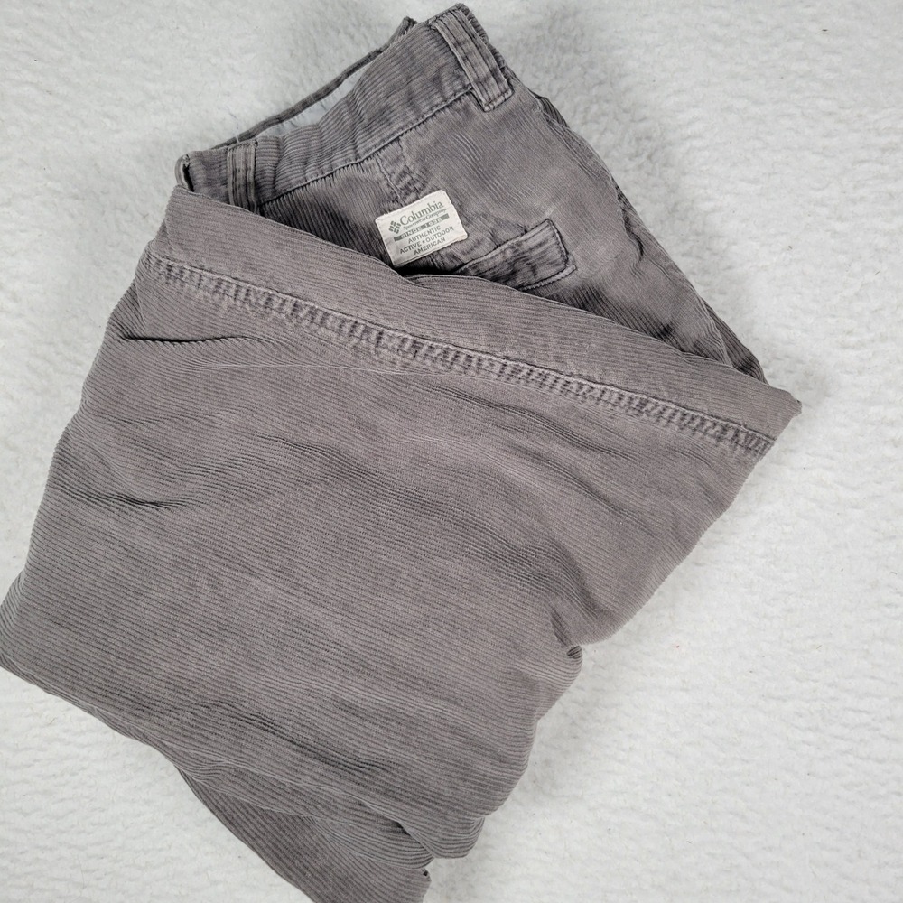 Columbia Corduroy Pants Mens 32 Gray Straight Leg Cotton Outdoor‎ AM8159